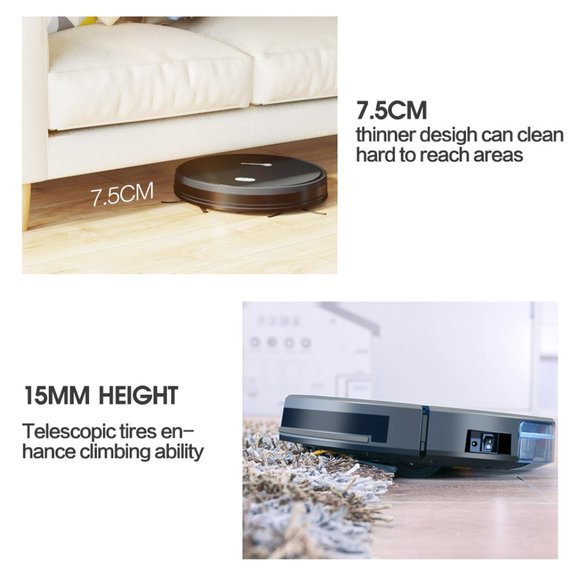 NEATSVOR X500 Robot Vacuum Cleaner 3000PA Powerful Suction 3-in-1 Pet Hair House - Picture 4 of 16